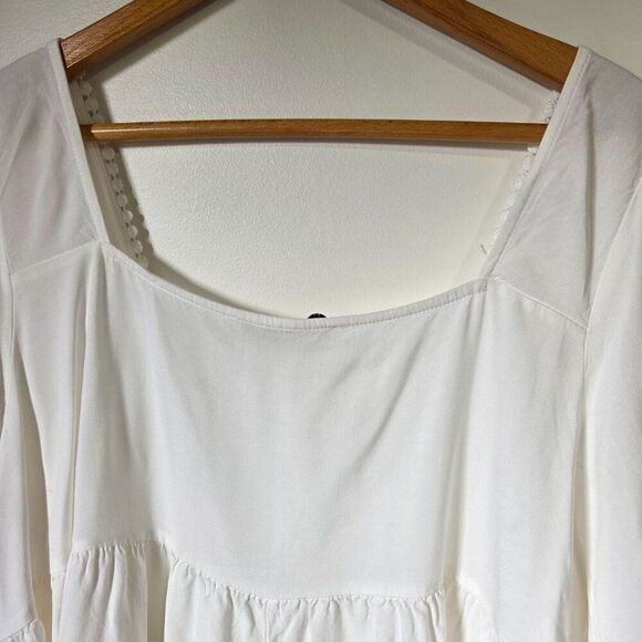 EUC RUSTTYDUSTTY WHITE SQUARE NECK BABYDOLL TIERED TOP SIZE 2XL/XXL - Picture 8 of 16